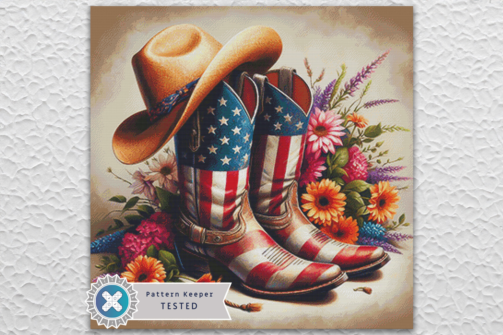 American Boots Cross Stitch Pattern PDF
