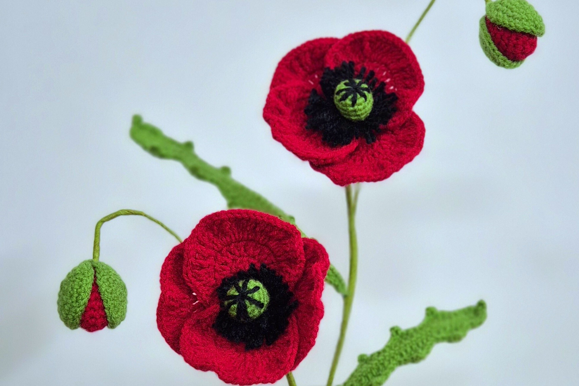 Crochet Poppy Long Stem Remembrance