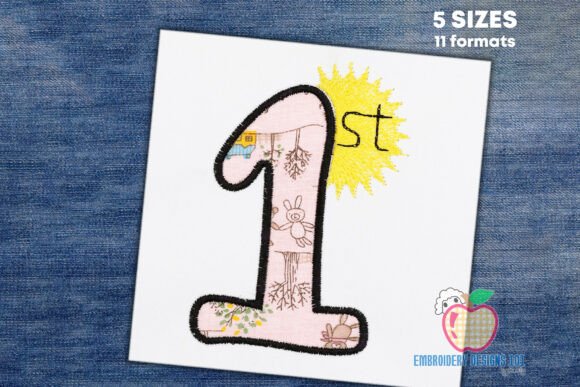 Happy 1st Birthday Number Applique