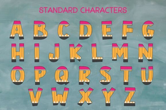 Pencils Font PNG with transparent background - Preview 1