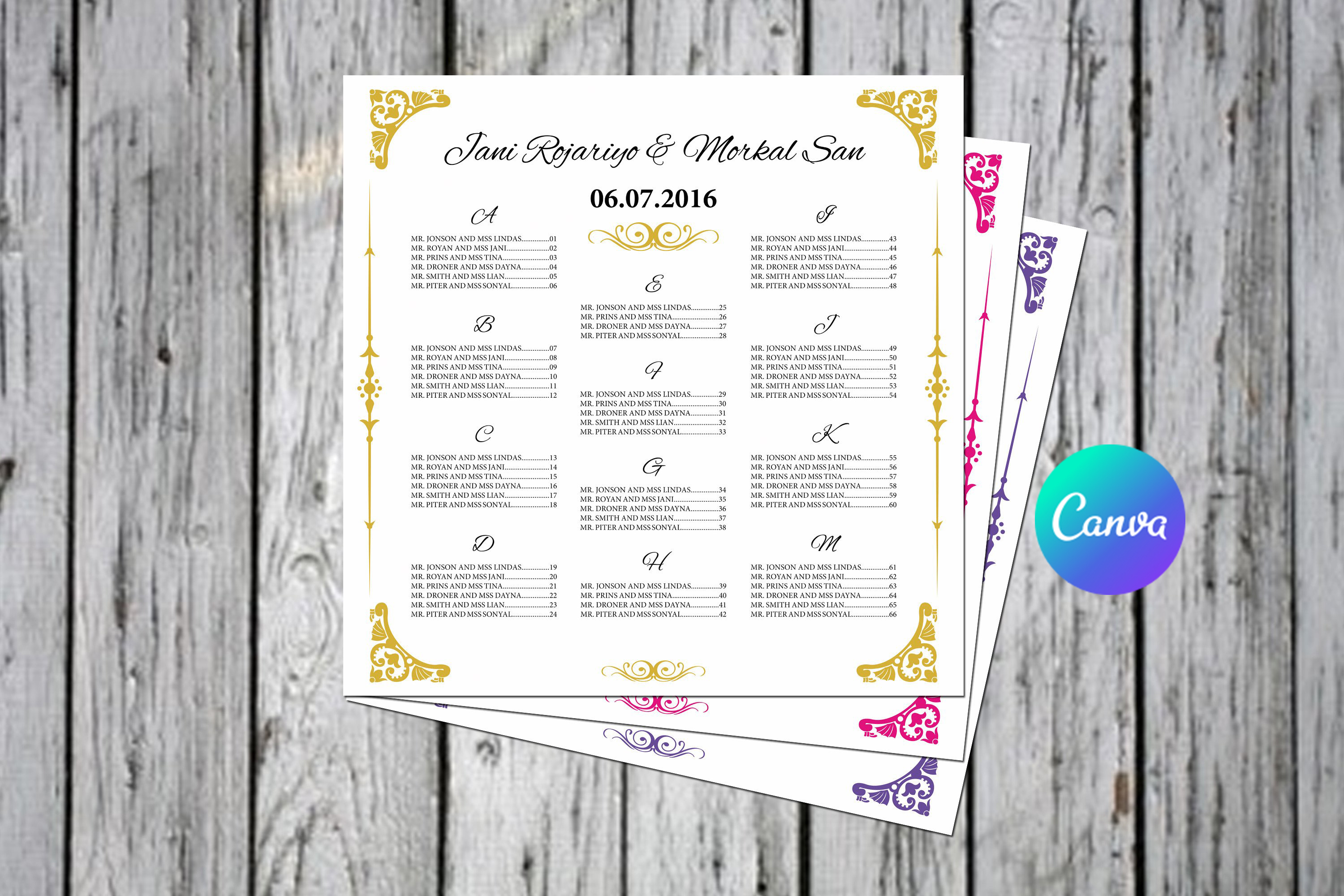 Wedding Seating Chart Template