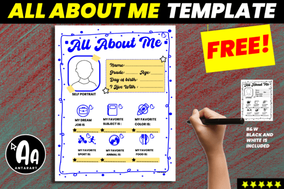 All About Me Free Poster Worksheets - Digital