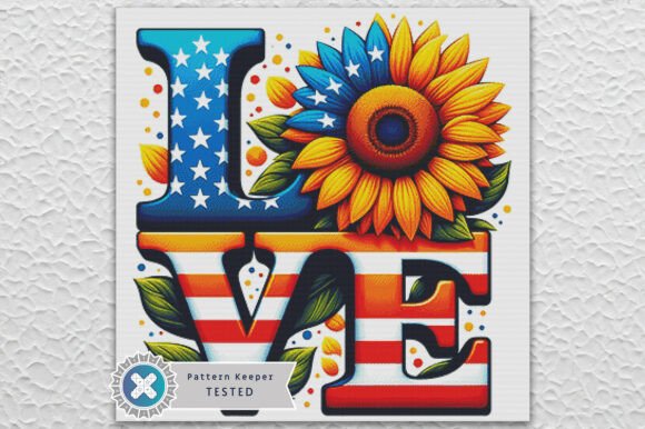 American Love Sunflower Cross Stitch PDF