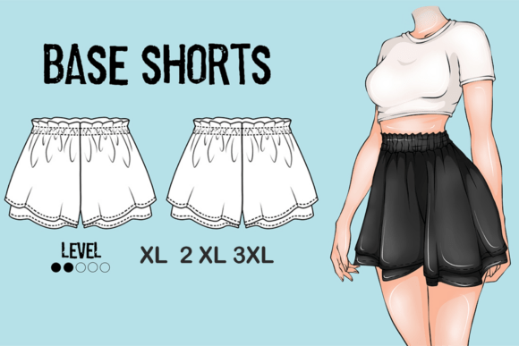 Base Pattern Shorts Women DIY XL 2XL
