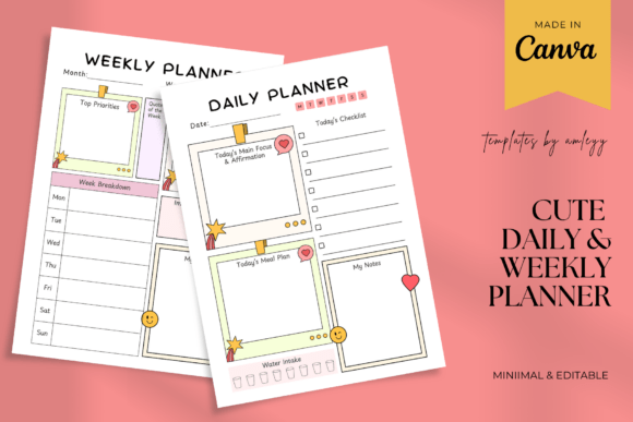 Cute Daily Weekly Planner Template Graphics