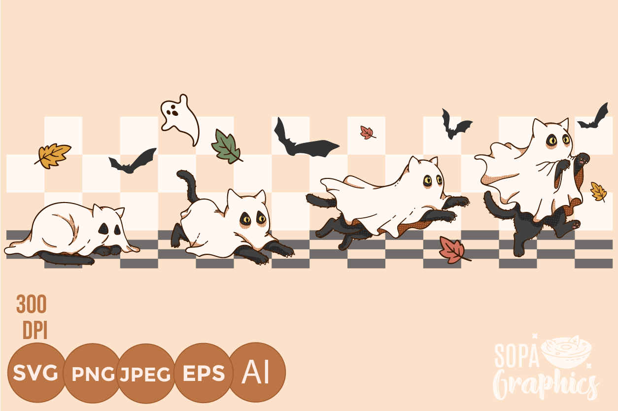 Cute Halloween Ghost Cat Graphic by SopaGraphics · Creative Fabrica