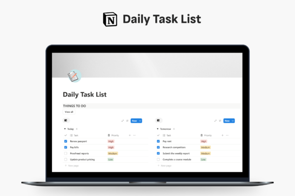 Daily Task List Notion Template