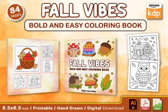 Fall Vibes Bold and Easy Coloring Book