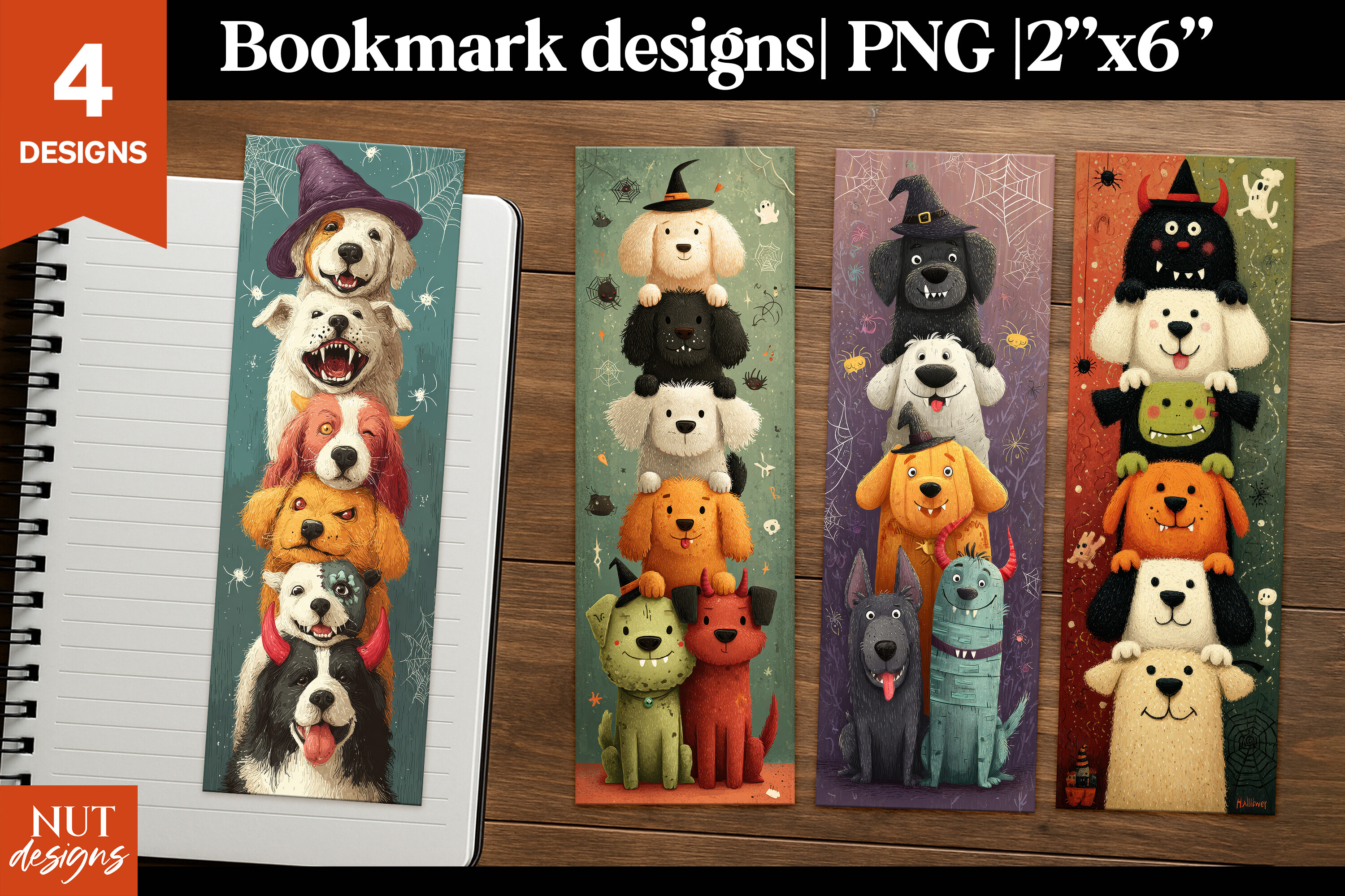 Funny Halloween Dogs Bookmarks
