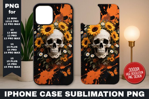 Gothic Skull Sunflower Mix Iphone