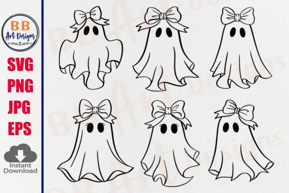Halloween Cute Ghost SVG Coquette Bow