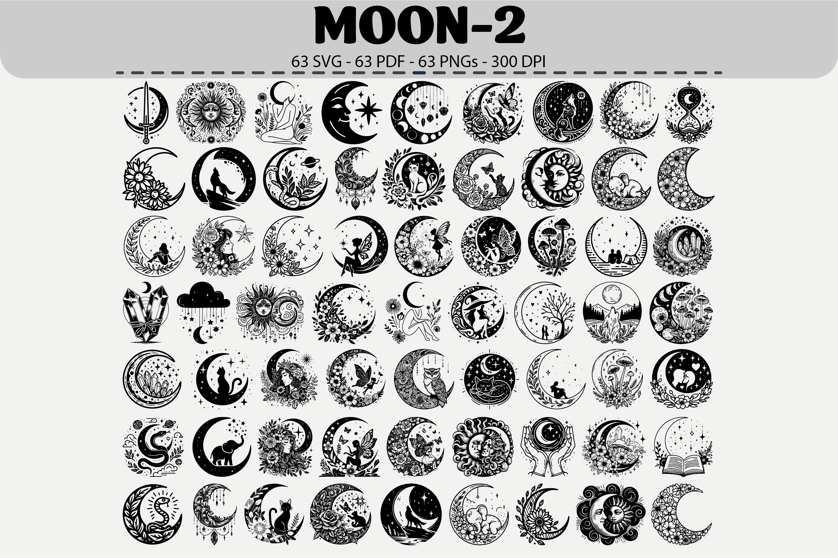 Mystic Moon Clipart Set – 63 Designs