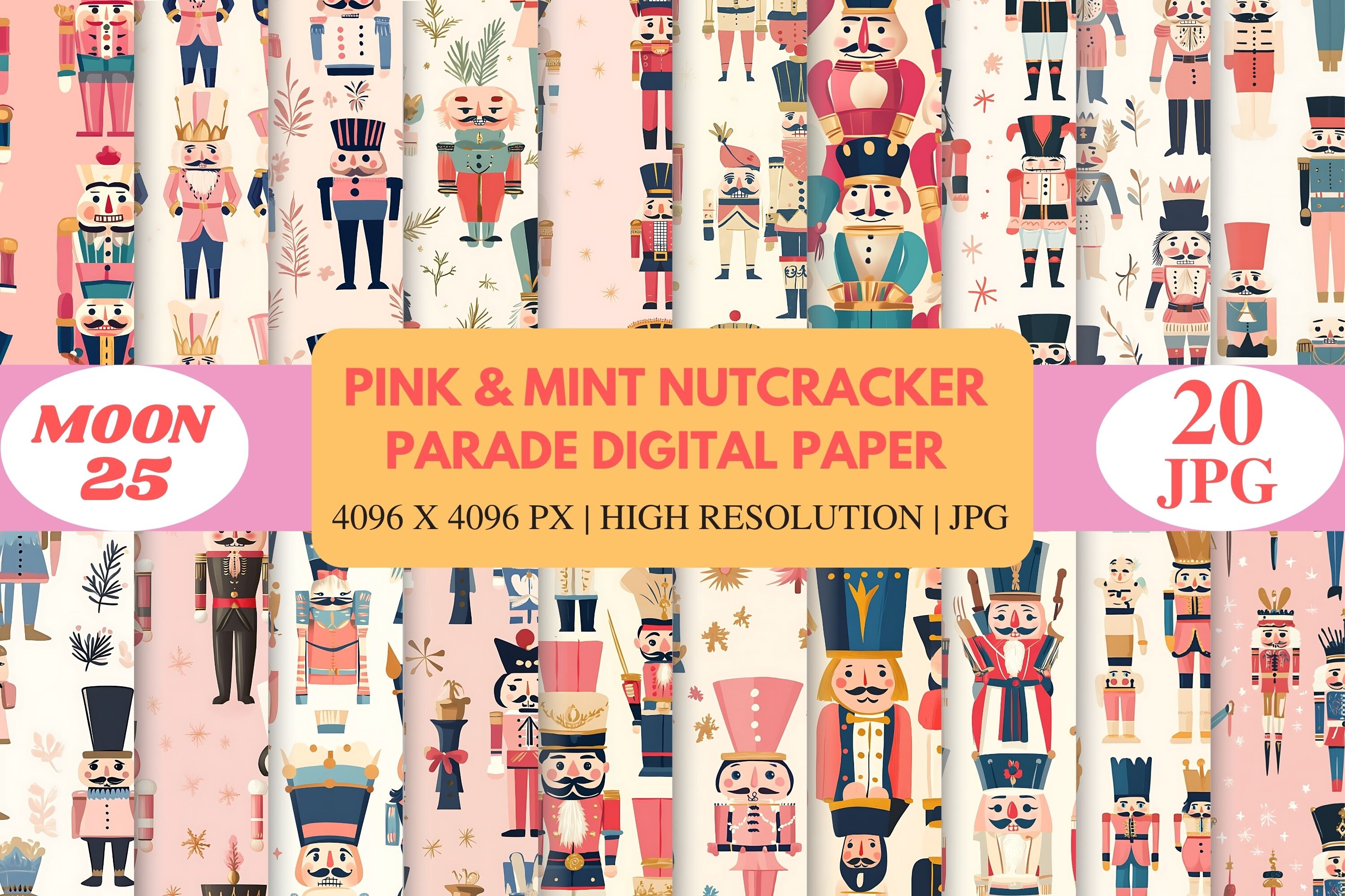 Pink & Mint Nutcracker Parade Digital Pa Graphic by Moon25 · Creative ...
