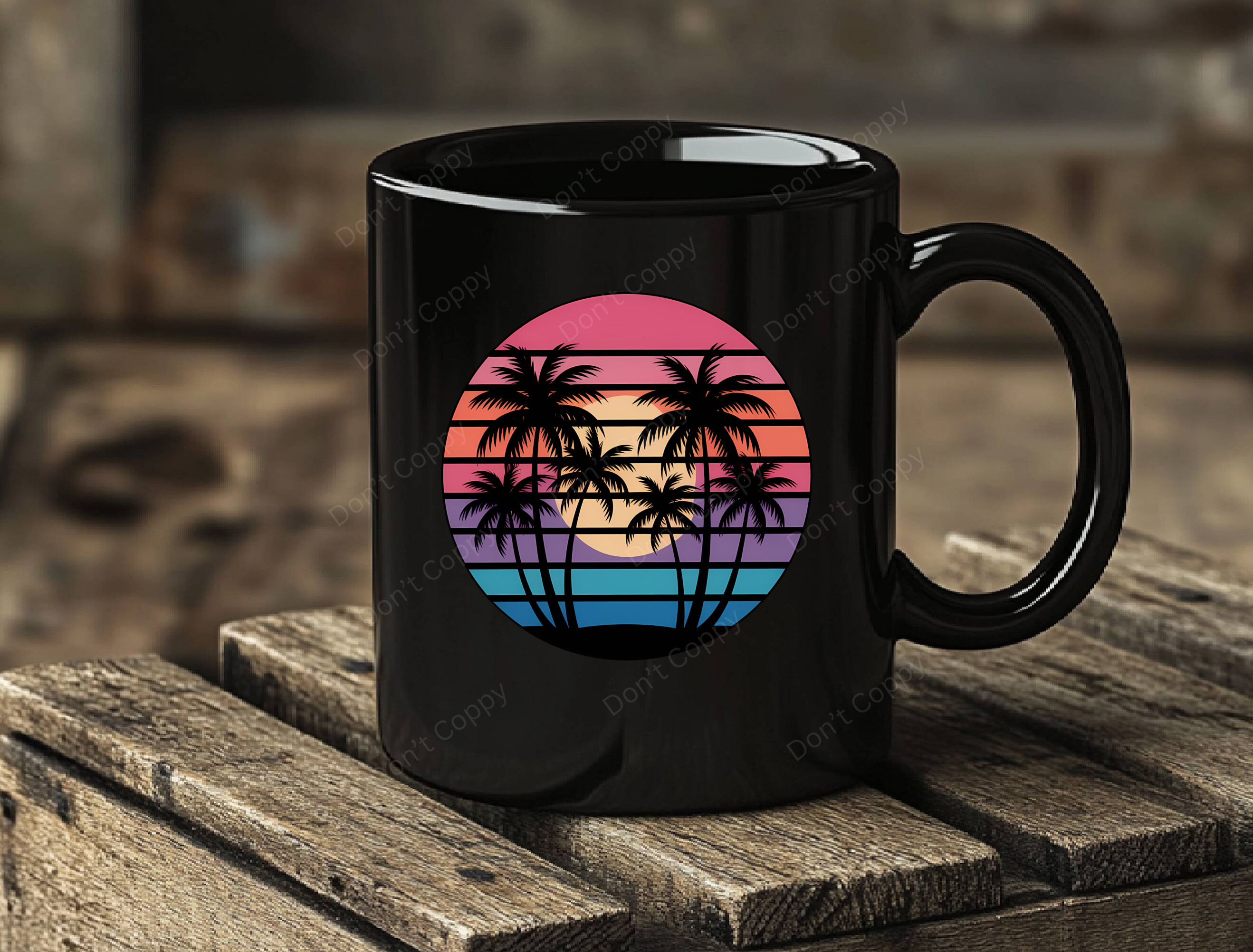 Retro Sunset Palm Tree PNG Beach Png Graphic by DeeNaenon · Creative ...
