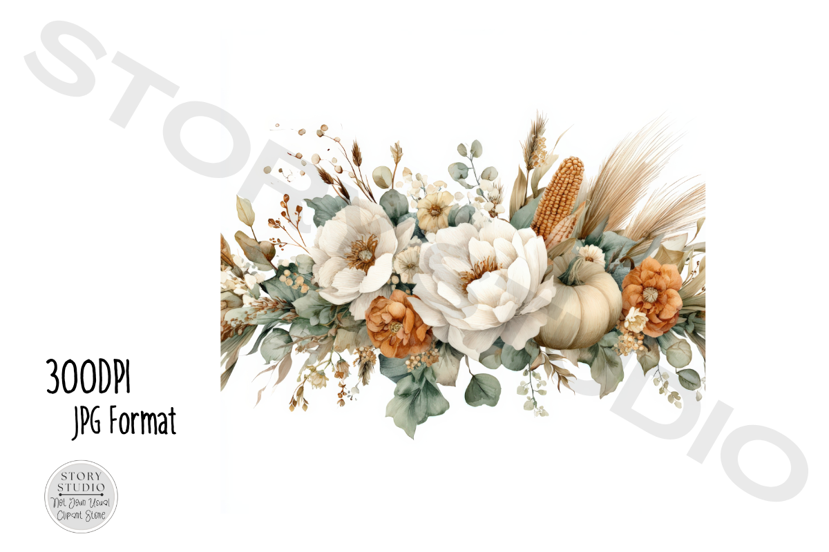 Watercolor Autumn Floral Clipart Set Graphic by Story Studio · Creative ...