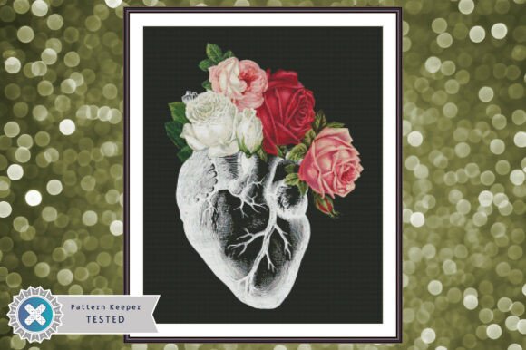 Anatomical Heart Cross Stitch Pattern