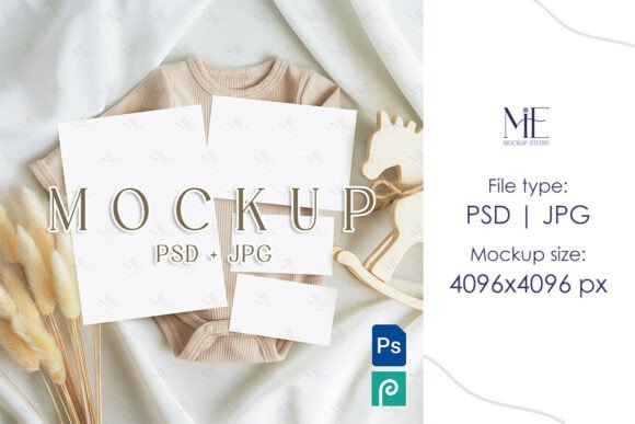 Boho Baby Shower Invitation Suite Mockup
