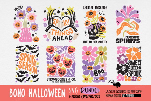 Boho Halloween SVG PNG Bundle