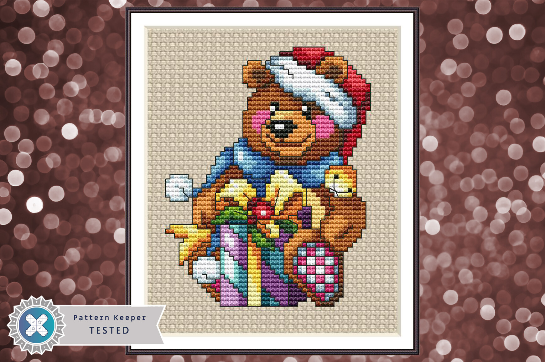 Christmas Bear Cross Stitch Pattern PDF