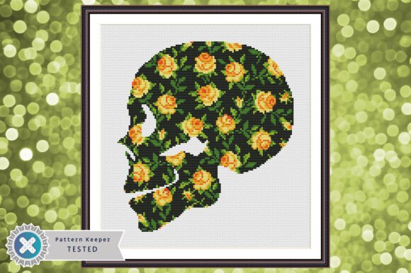Floral Skull Small Cross Stitch Pattern