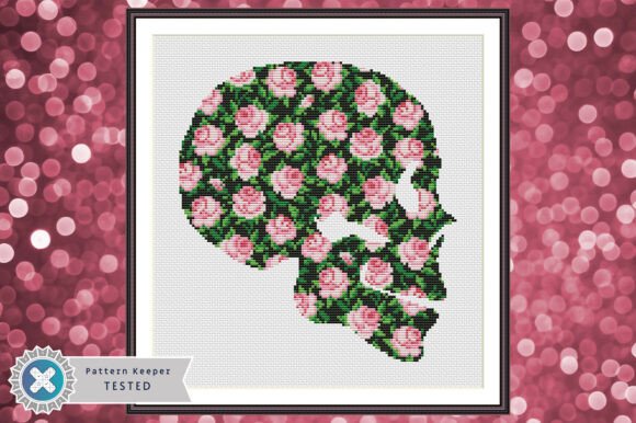 Floral Skull Small Cross Stitch Pattern