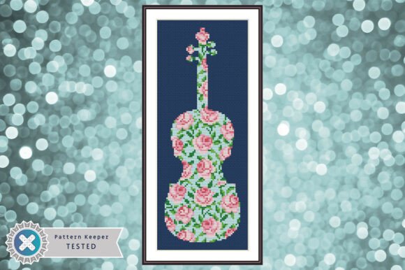 Floral Violin Cross Stitch Pattern PDF