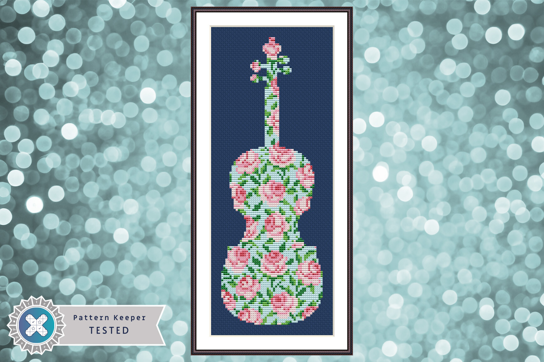 Floral Violin Cross Stitch Pattern PDF