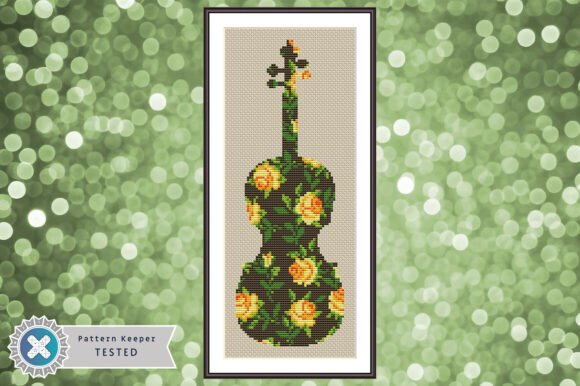 Floral Violin Cross Stitch Pattern PDF