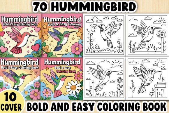 Hummingbird Bold & Easy Coloring Book Graphic by Creative Art Drawing ...