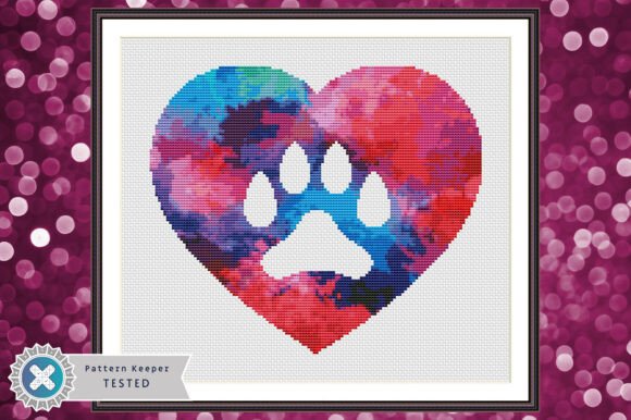 Paw Heart Cross Stitch Pattern PDF