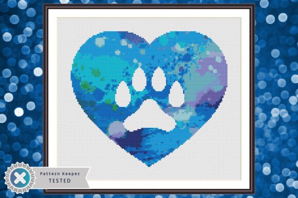 Paw Heart Cross Stitch Pattern PDF