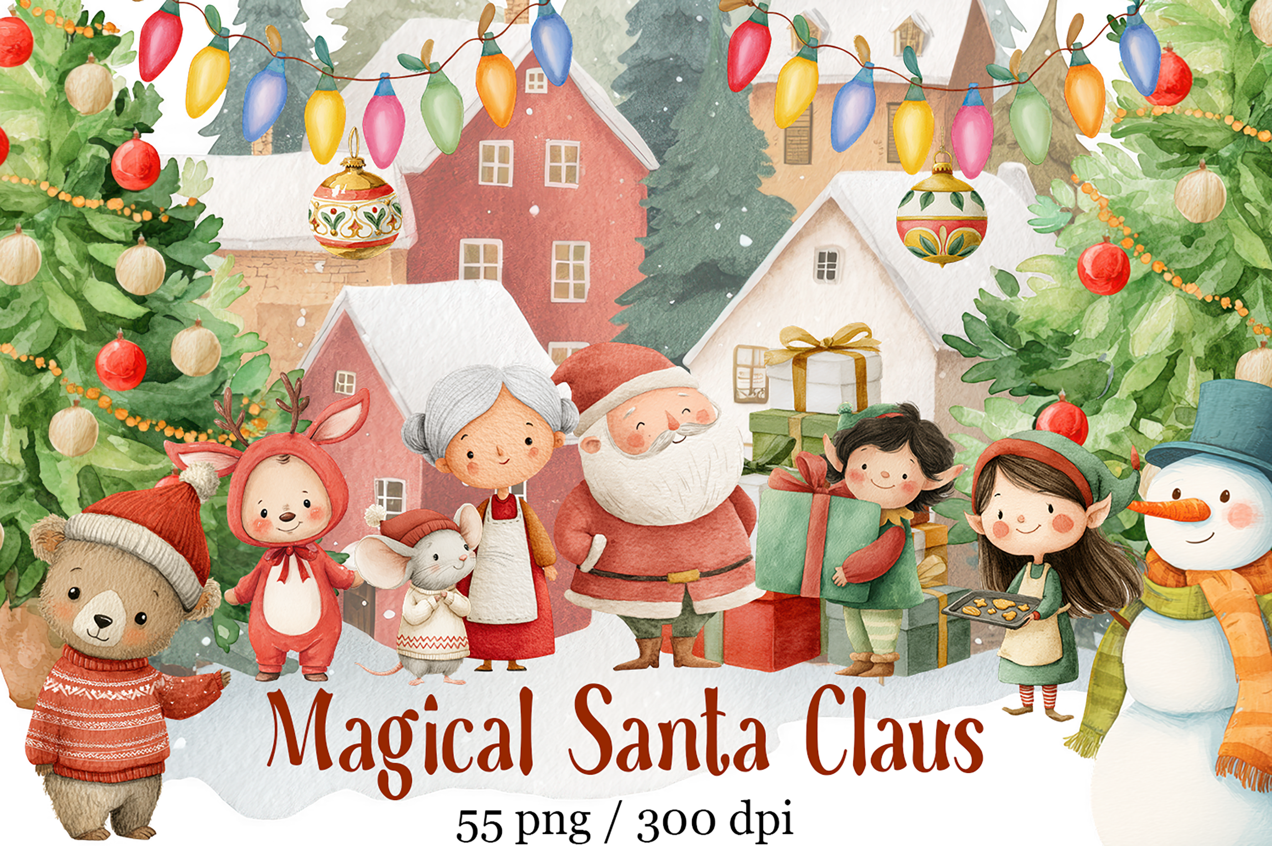 Watercolor Santa Clipart Bundle Graphic by ArwenLavia · Creative Fabrica