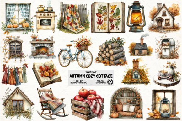 Autumn Clipart Cozy Cottage