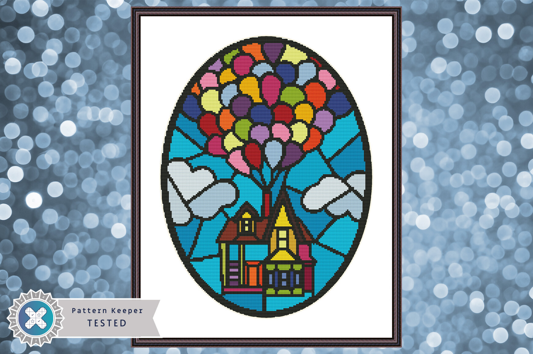 Balloon House Cross Stitch Pattern PDF