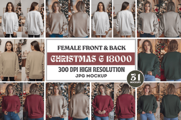 Christmas Gildan 18000 Mockups Bundle
