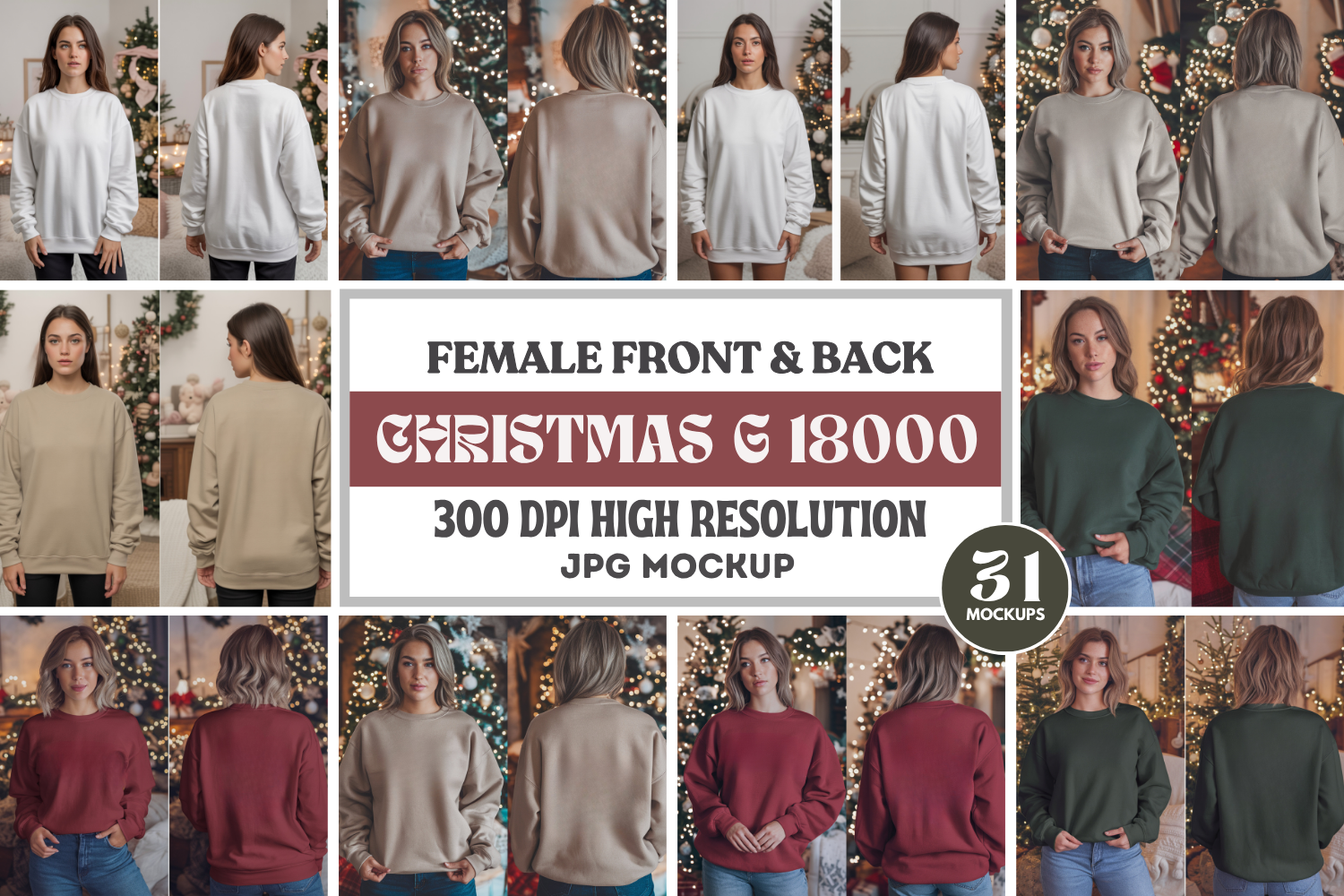 Christmas Gildan 18000 Mockups Bundle