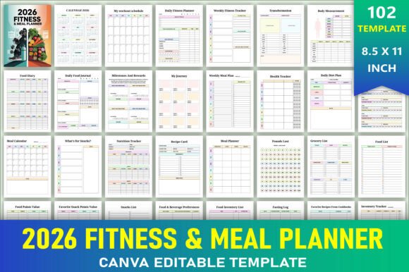 Editable 2026 Fitness and Meal Planner