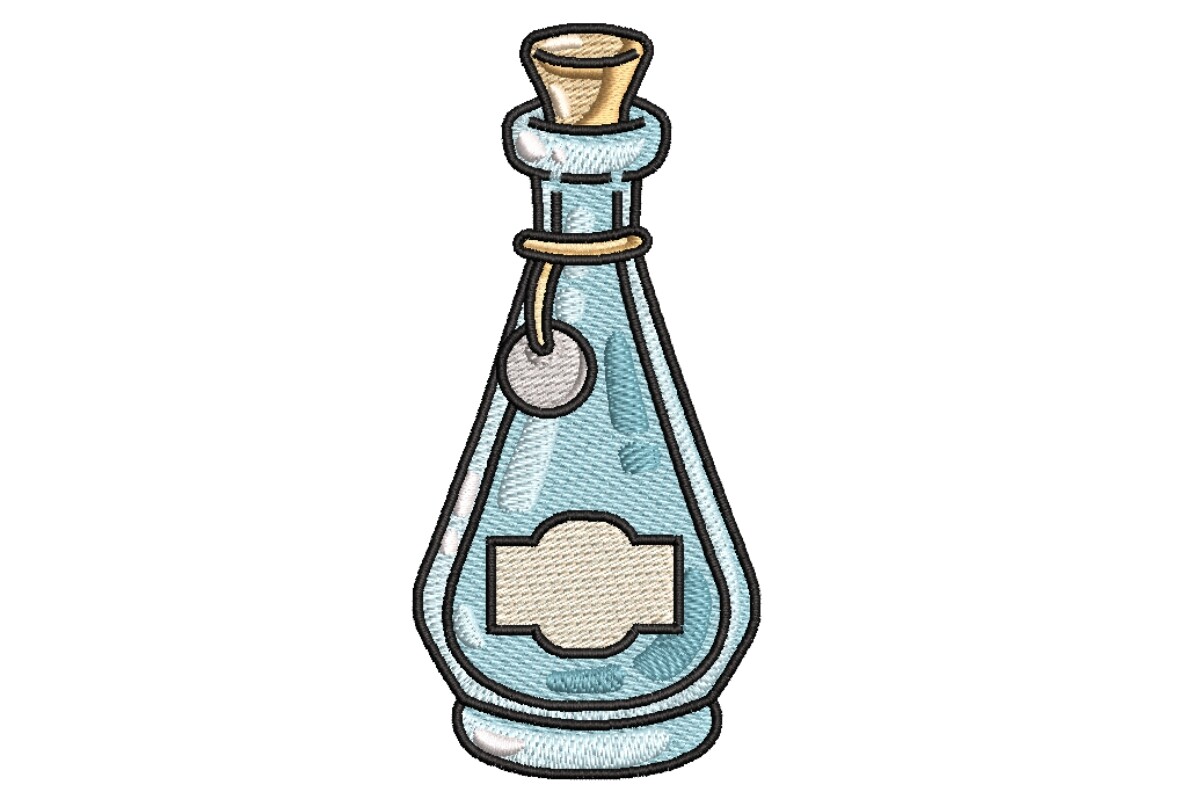 Elegant Mystical Potion Bottle Embroidery Design