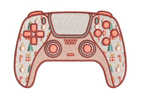 Festive Christmas Patterned Gaming Controller Embroidery Design