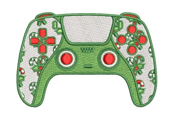 Festive Christmas Patterned Gaming Controller Embroidery Design