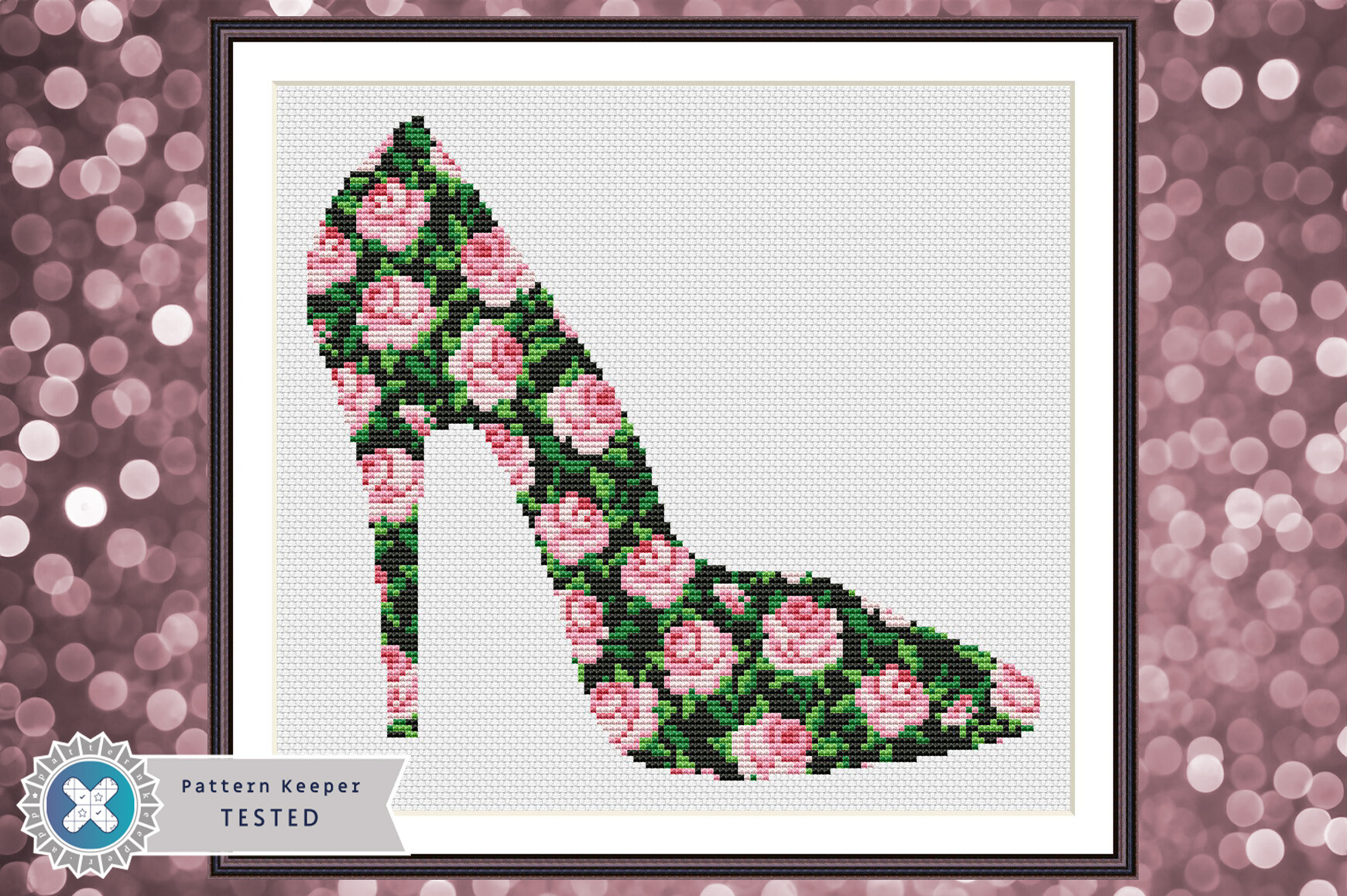 Floral High Heel Cross Stitch Pattern