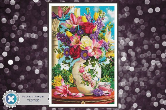 Floral Hummingbird Cross Stitch PDF