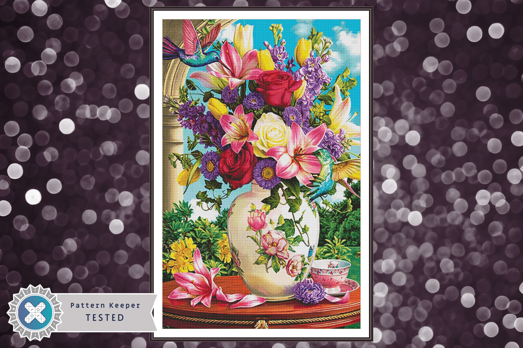 Floral Hummingbird Cross Stitch PDF