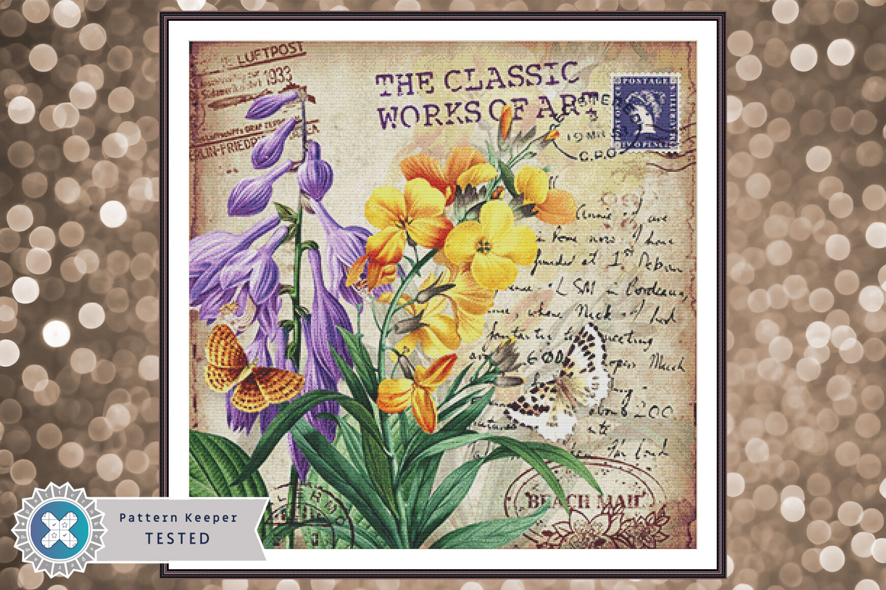 Floral Postcard Cross Stitch Pattern PDF