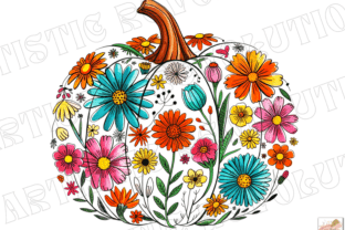Floral Pumpkin Png Boho Fall Pumpkin Graphic by Artistic Revolution ...