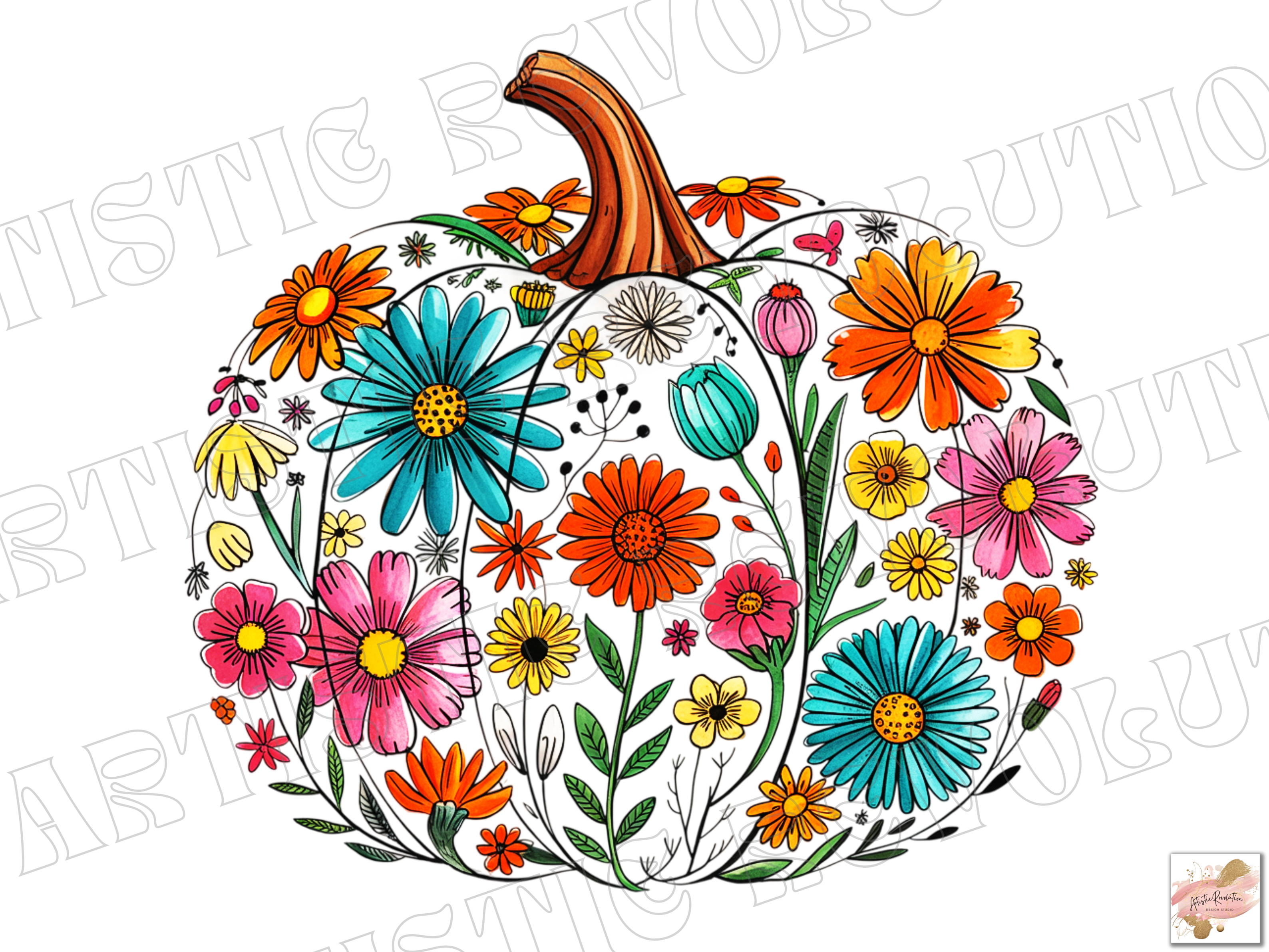 Floral Pumpkin Png Boho Fall Pumpkin