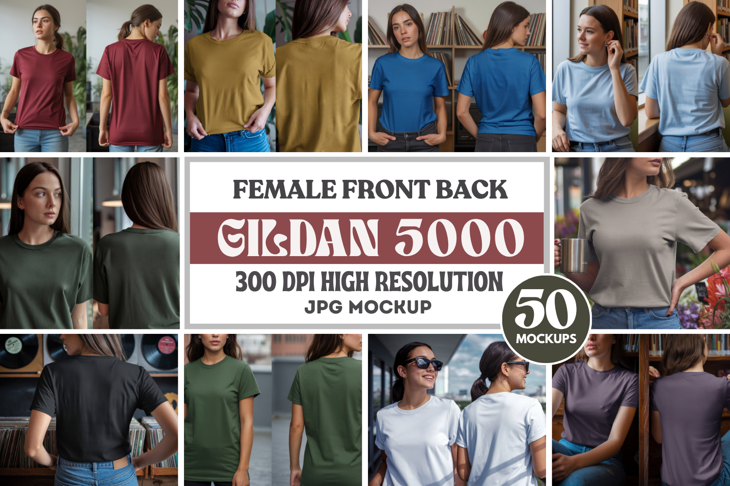 Gildan 5000 Front and Back Mockup Bundle