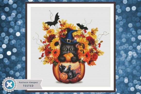 Halloween Cat Cross Stitch Pattern PDF