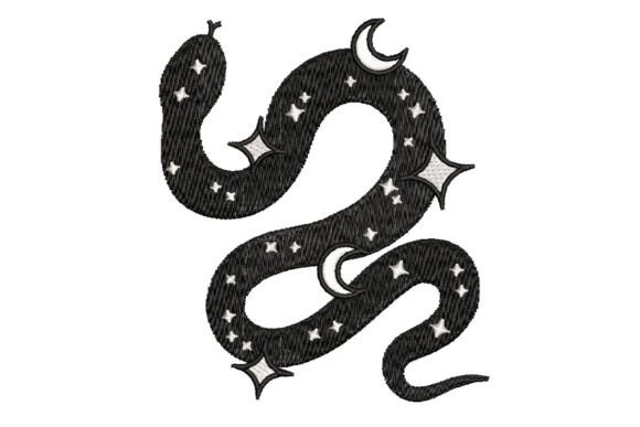 Mystical Celestial Snake Embroidery Design