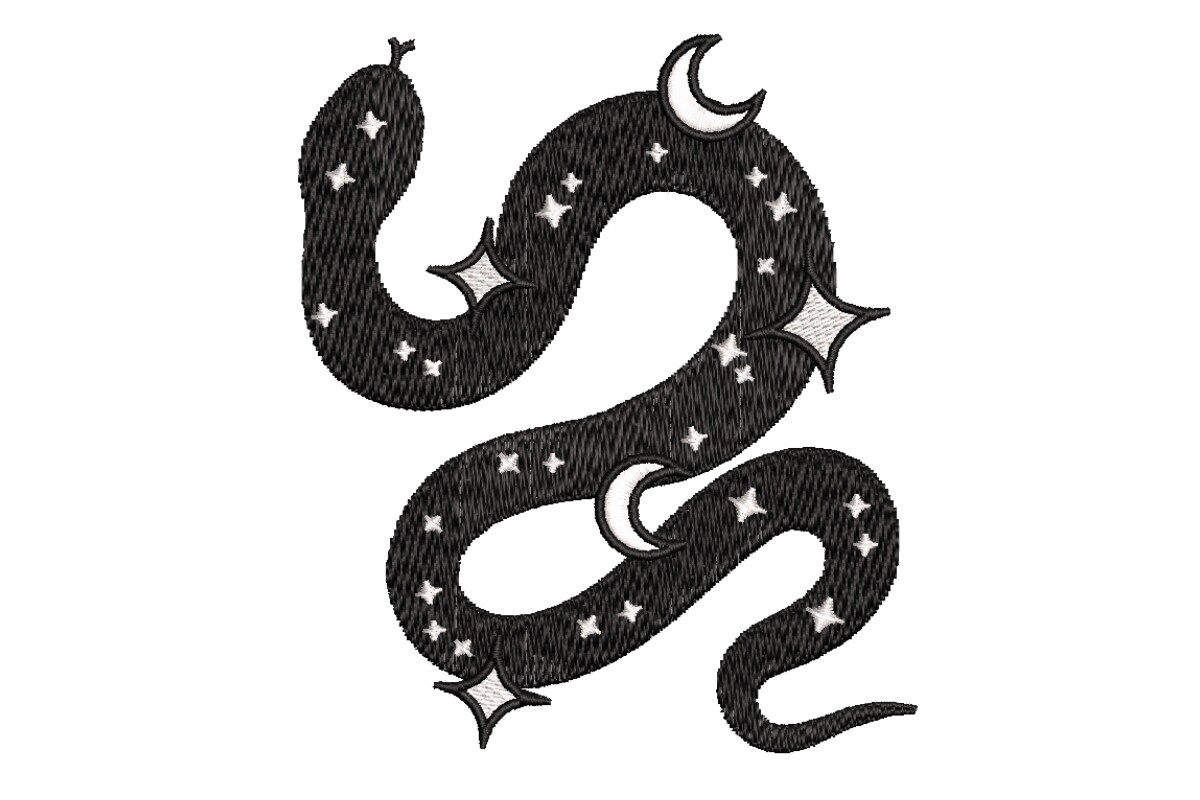 Mystical Celestial Snake Embroidery Design